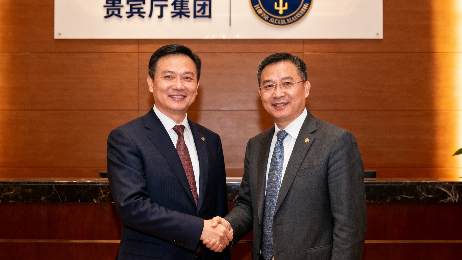 GBTJT贵宾厅集团与国际金钥匙组织签署战略合作协议，双方代表握手合影，背景为双方Logo并列展示